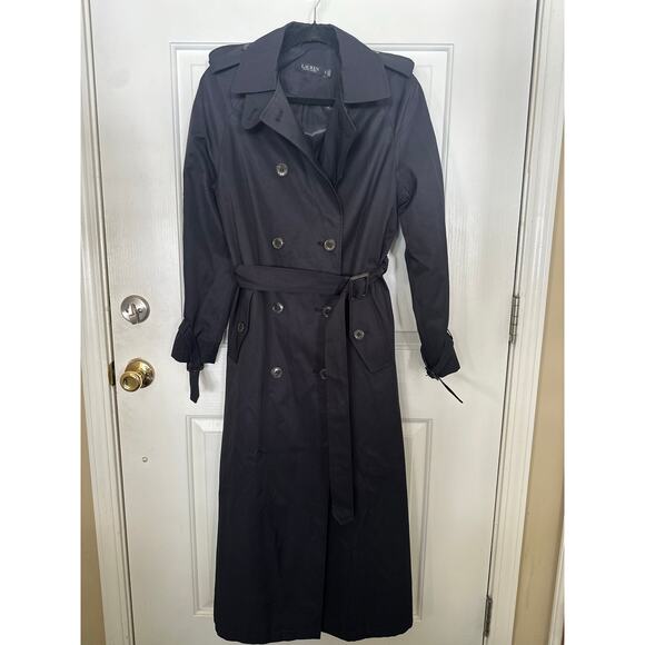 Ralph Lauren Coat Women's Size S Blue Double-Breasted Trench Coat Classic Preppy - Picture 4 of 11